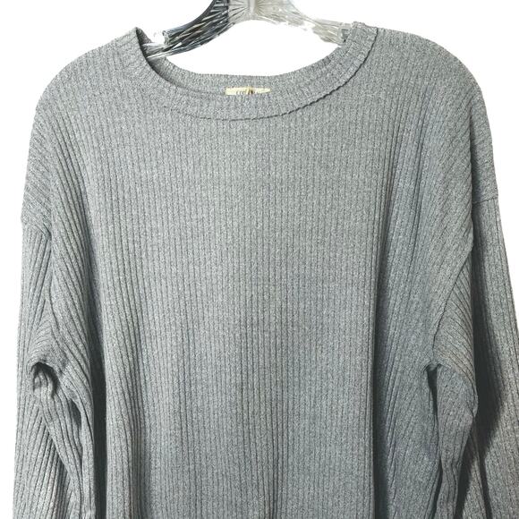 Como Blu Ribbed Long Sleeve Top Grey L - Picture 2 of 7